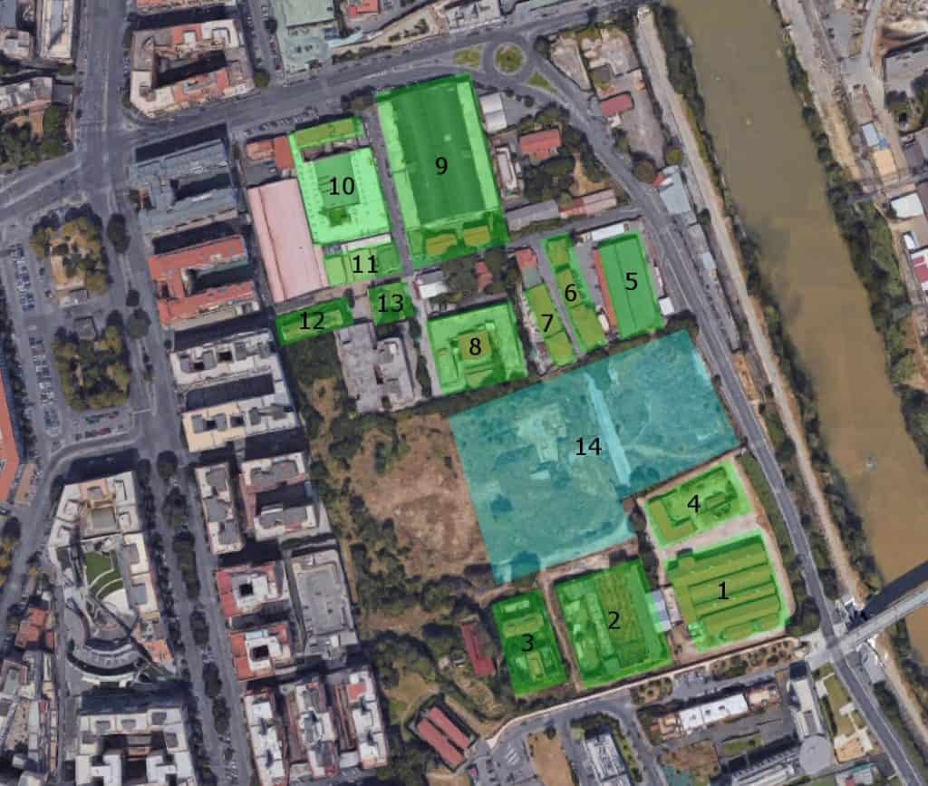 EX MIRA LANZA Mappa attuale dell’area con legenda degli edifici