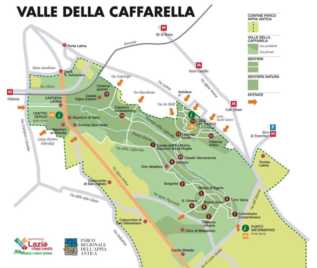 Mappa Parco della Caffarella - Parco regionale dell’Appia antica