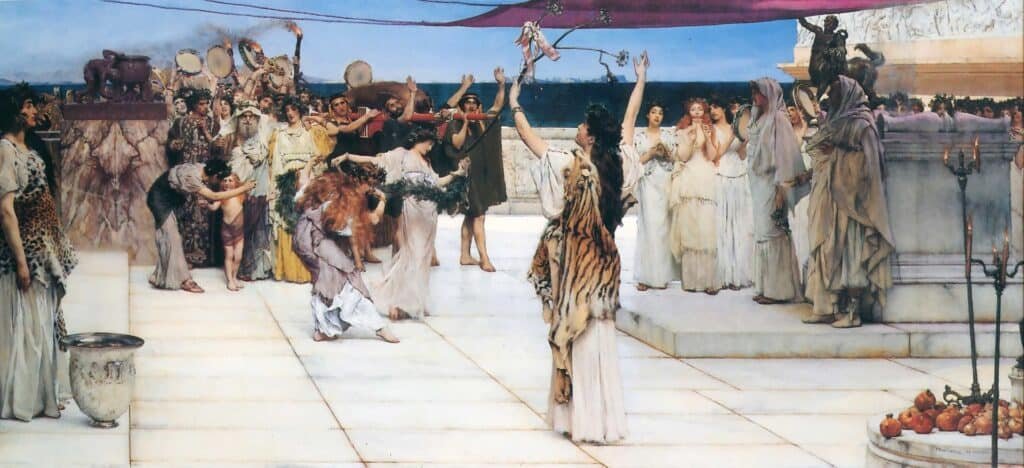 Baccanali dedicati a Bacco - origine dell'Ottobrata Romana - dipinto di Lawrence Alma-Tadema