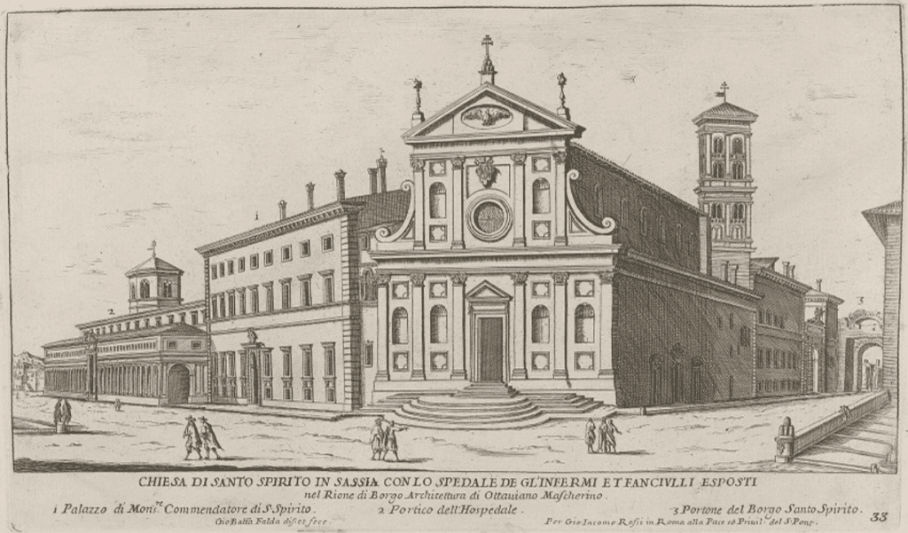 Giovanni Battista Falda, Chiesa di Santo Spirito in Sassia con lo Spedale degli Infermi et Fanciulli Esposti nel rione Borgo (1667-1669)
