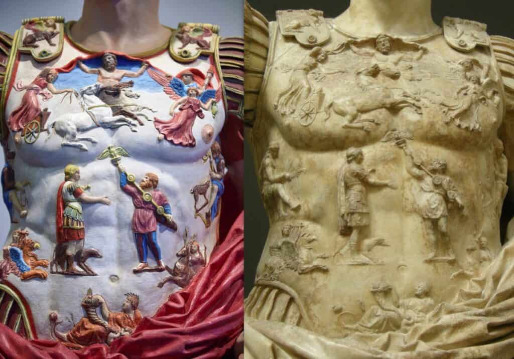 Ipotesi colori della statua di Augusto loricato ritrovata nella Villa di Livia a Prima Porta