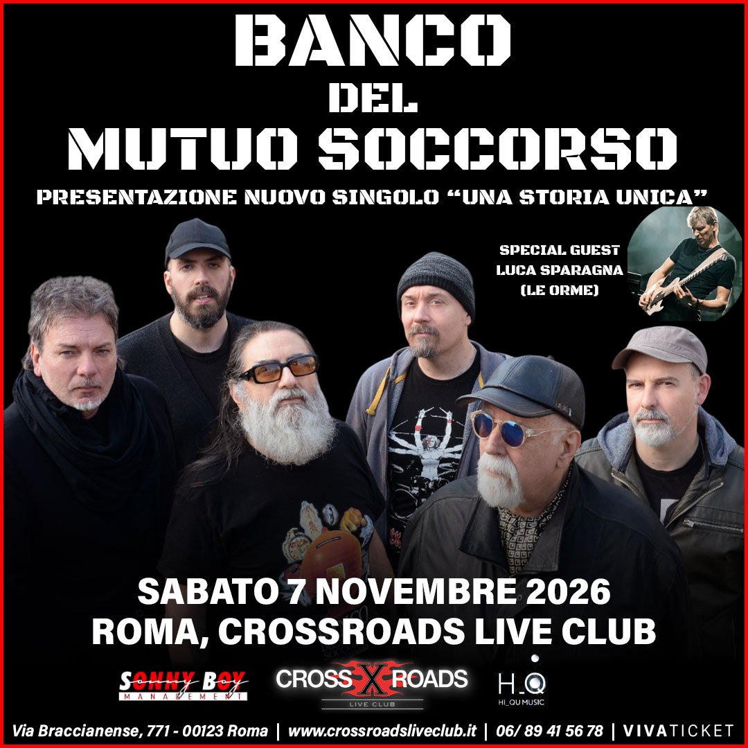 La locandina del concerto del Banco del Mutuo Soccorso al CrossRoads Live Club