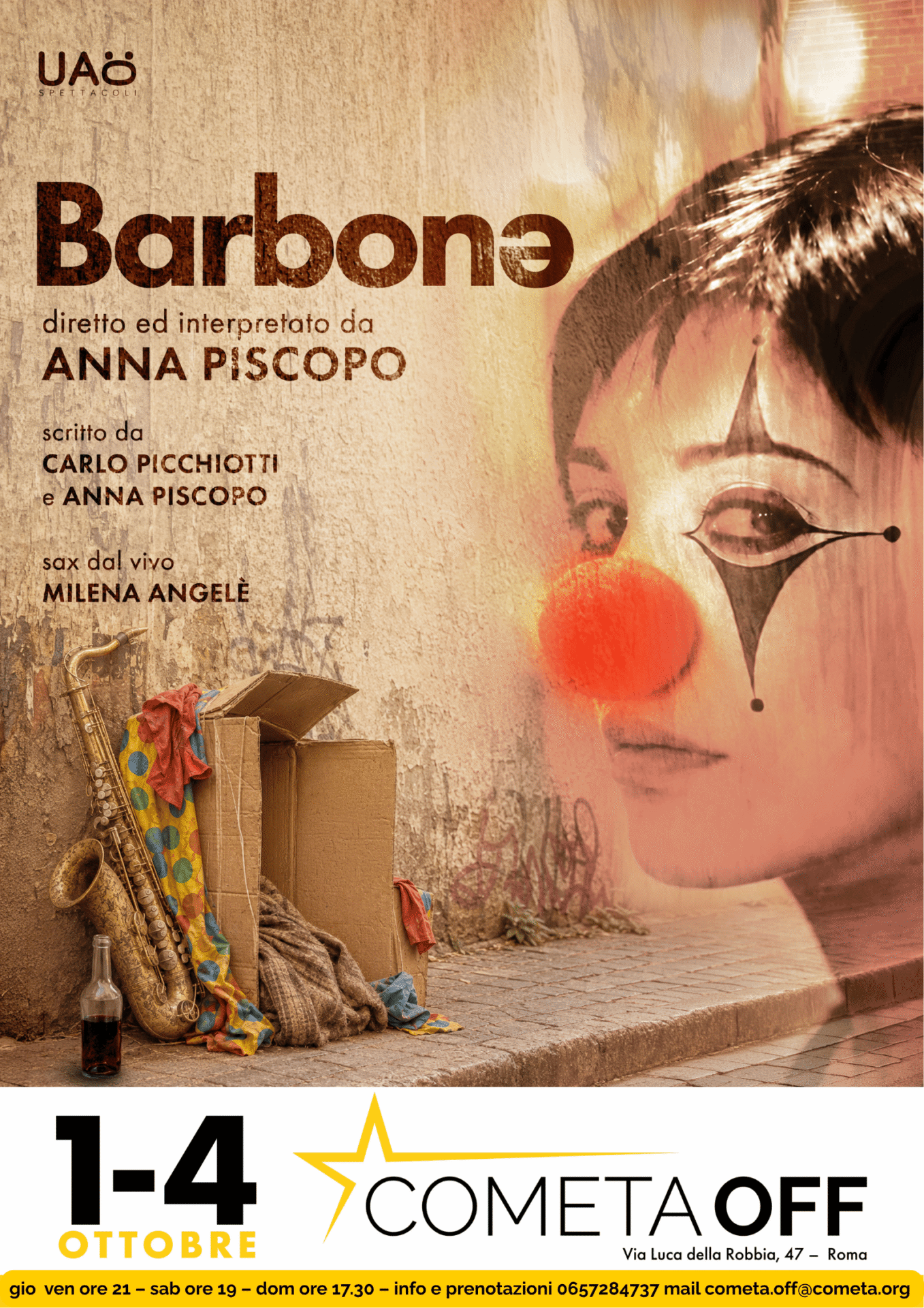 La locandina di Barbonə, di Carlo Picchiotti e Anna Piscopo, al Teatro Cometa Off