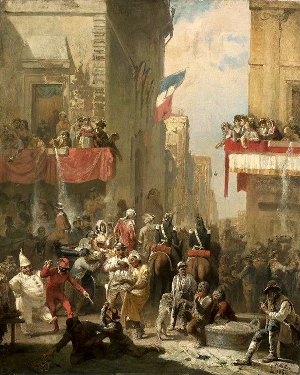 Roman Carnival 3 Painting of the Roman carnival on the Corso