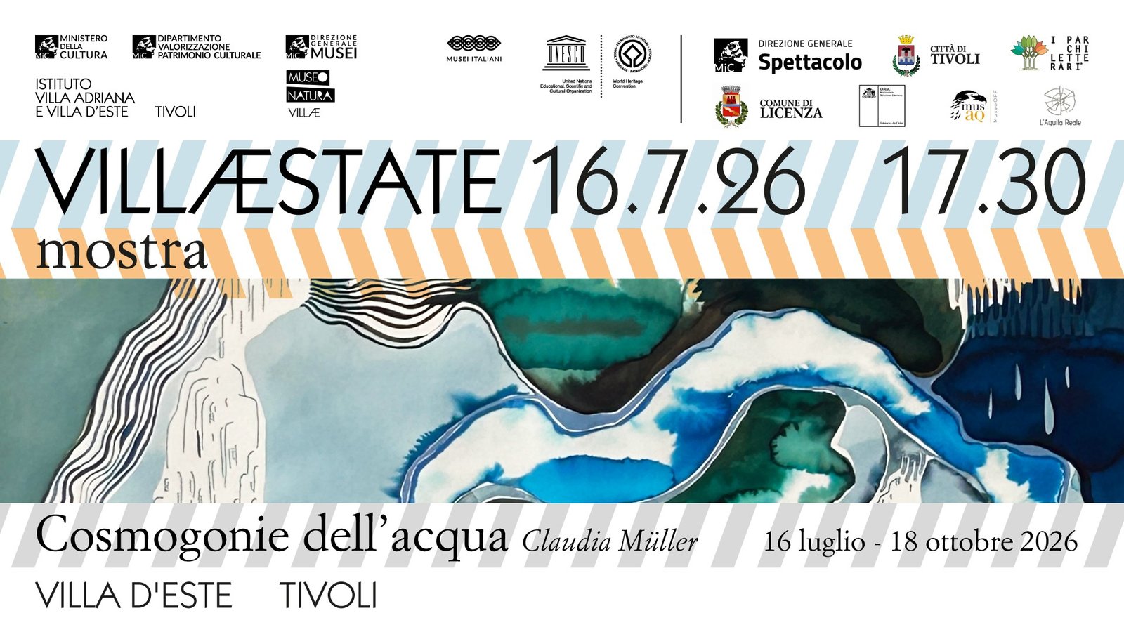 L'immagine ufficiale della mostra Cosmogonie dell'acqua. Claudia Müller a Villa d'Este