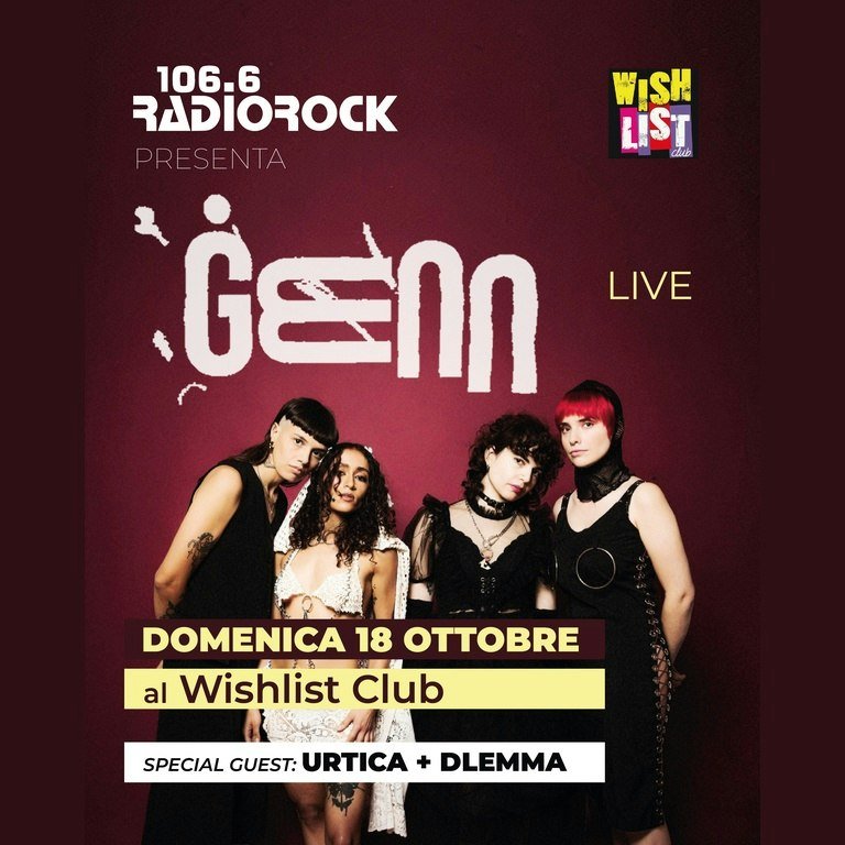 La locandina del concerto di ĠENN al Wishlist Club del 18 ottobre 2026