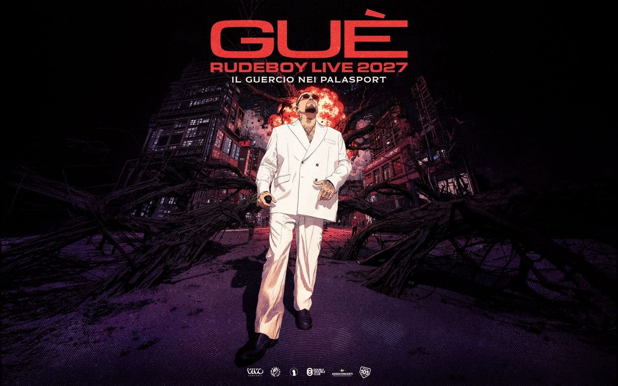 Il key visual ufficiale di Rudeboy Live 2027, Il Guercio nei Palasport