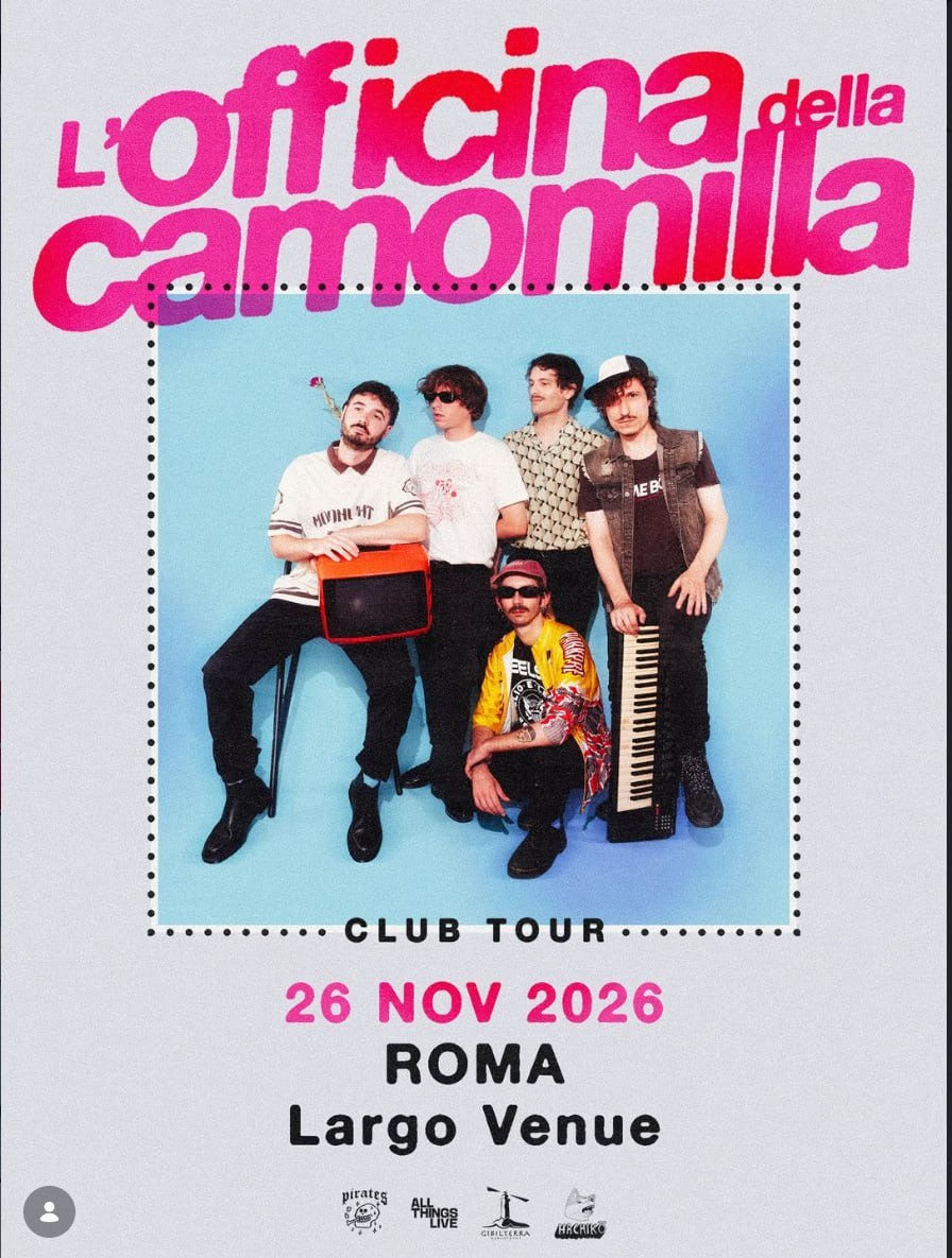 L'artwork ufficiale del concerto dell'Officina della Camomilla al Largo Venue