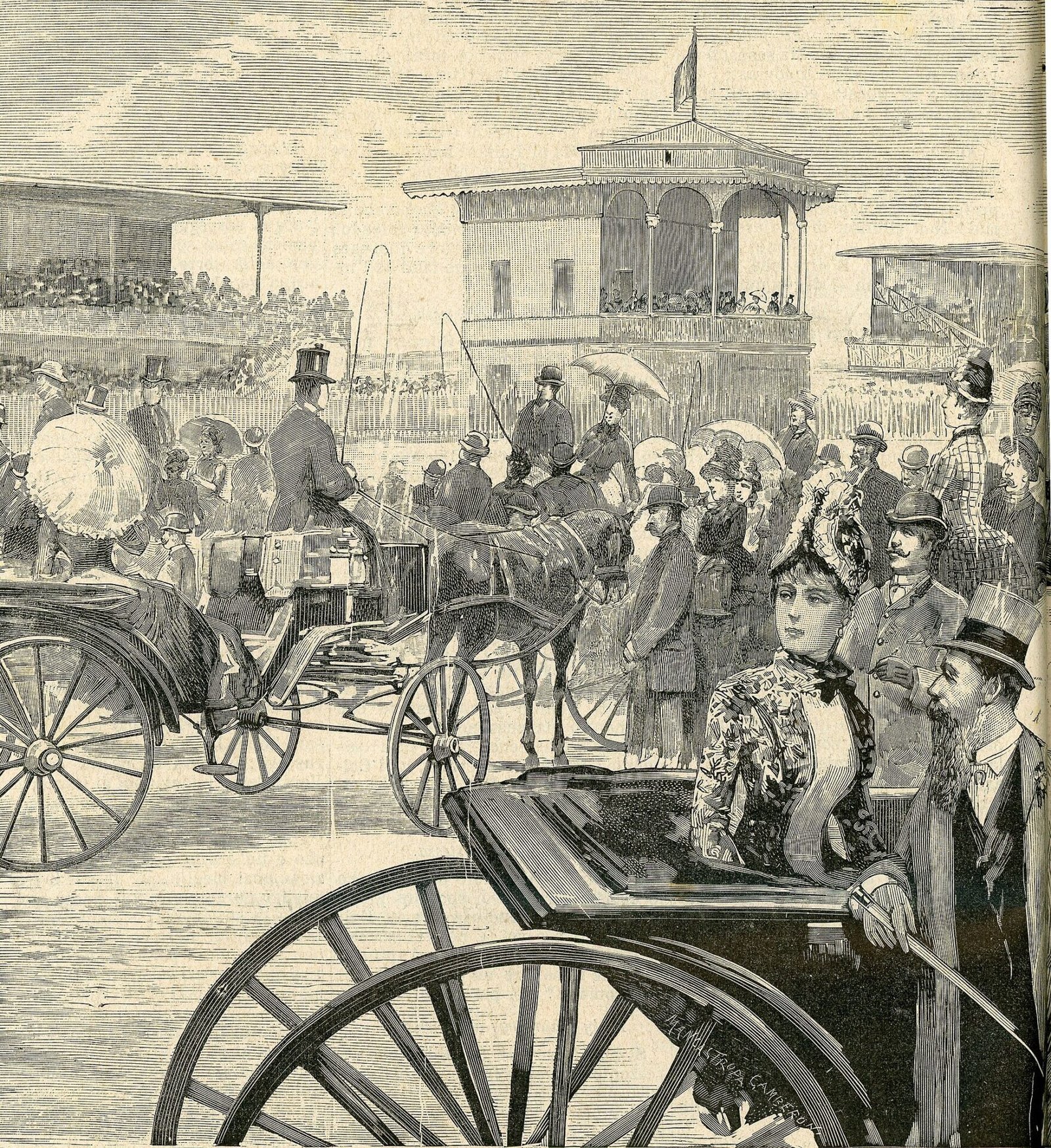 Le corse alle Capannelle in una xilografia d'epoca: l'ippodromo che ospita Millennium Expo