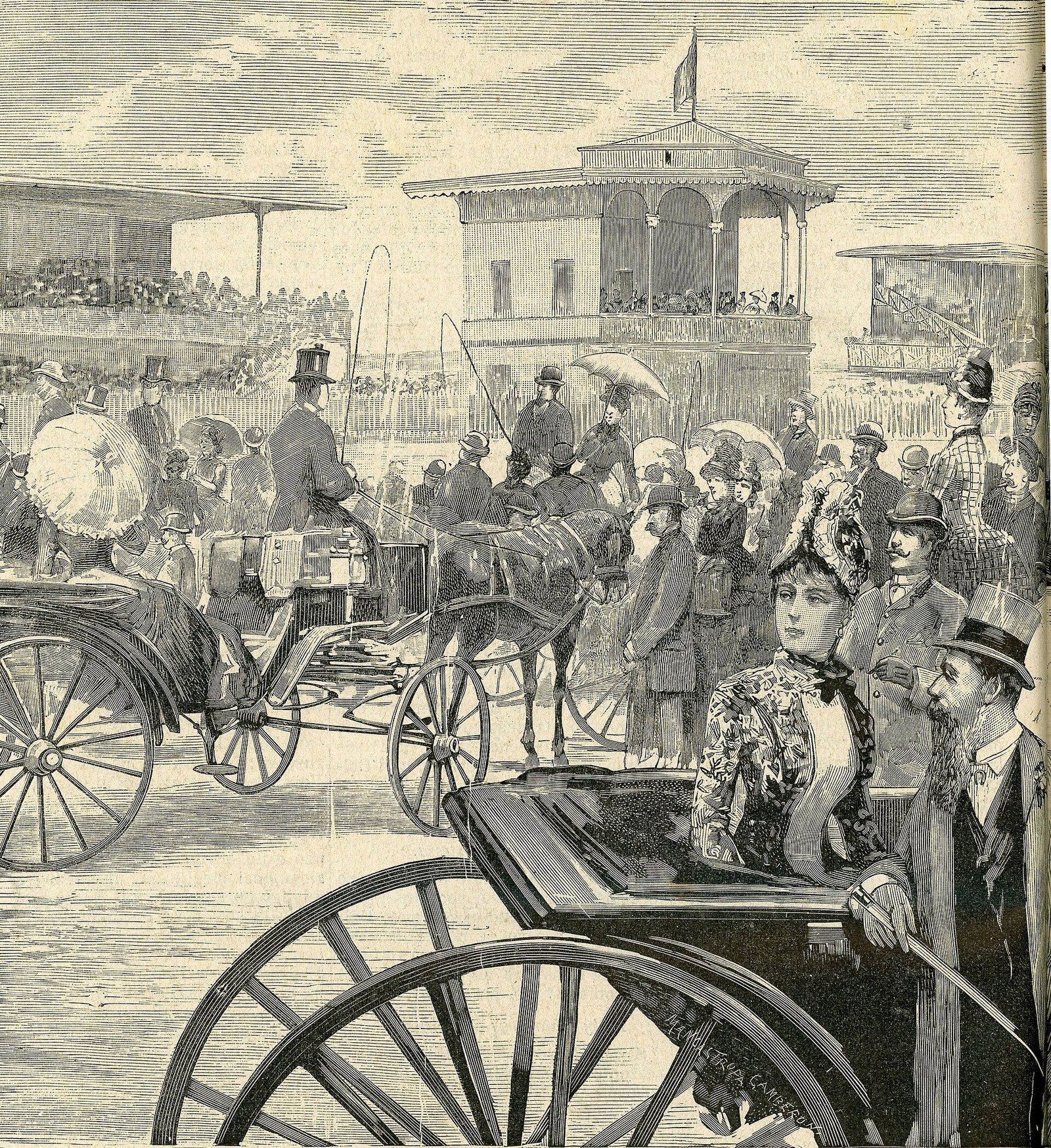 Le corse alle Capannelle in una xilografia d'epoca: l'ippodromo che ospita Millennium Expo