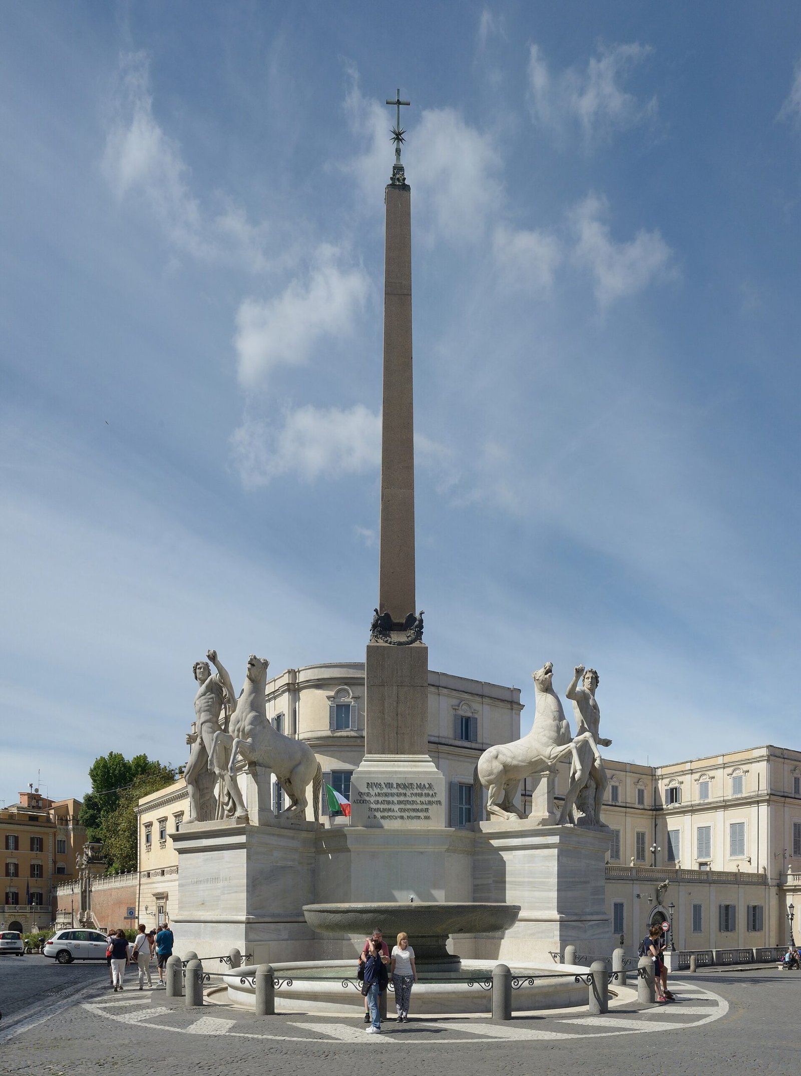 Quirinal Obelisk 3 The Quirinal obelisk between the statues of the Dioscuri