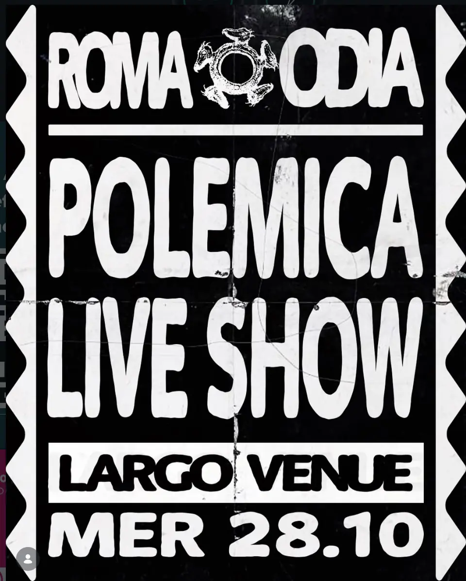 L'artwork ufficiale del Roma Odia Live Show di Polemica al Largo Venue