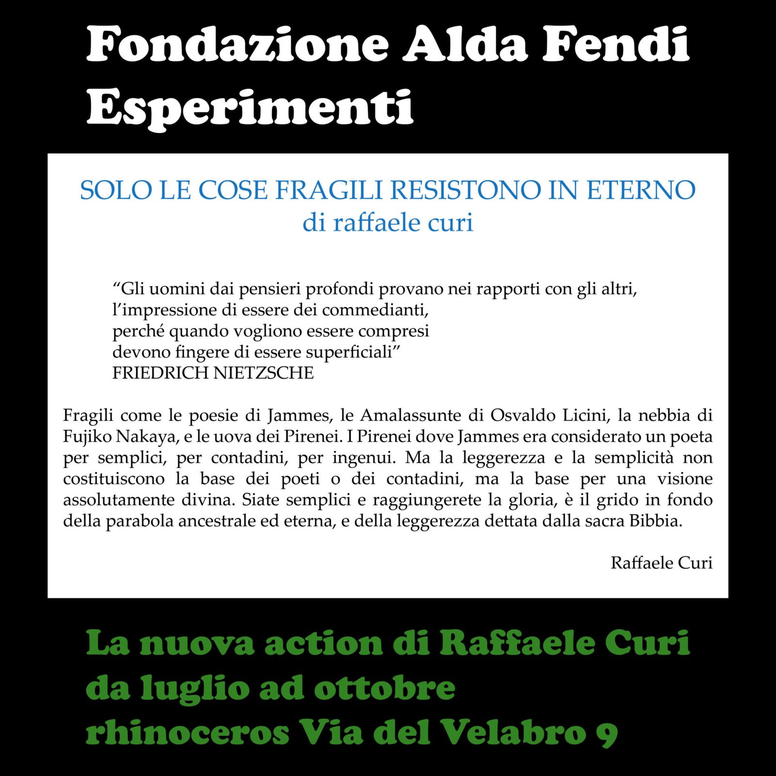 La locandina ufficiale di Solo le cose fragili resistono in eterno di Raffaele Curi