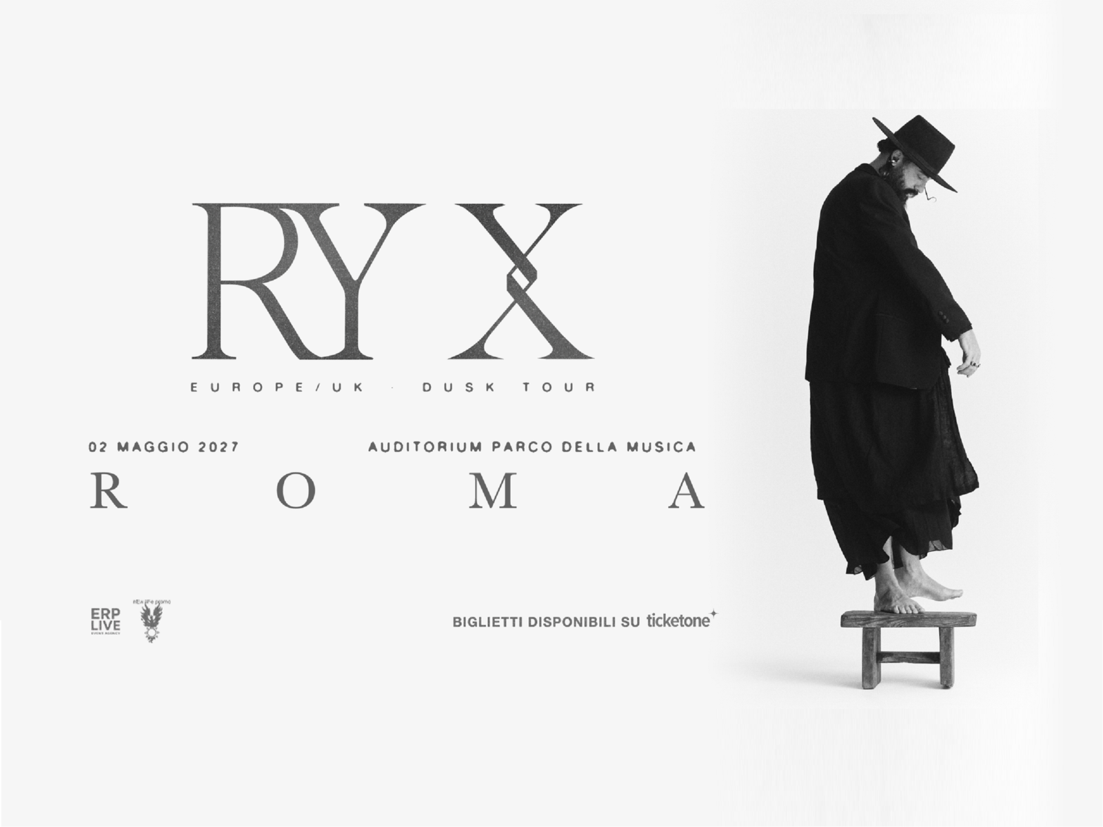 RY X, immagine ufficiale del concerto all'Auditorium