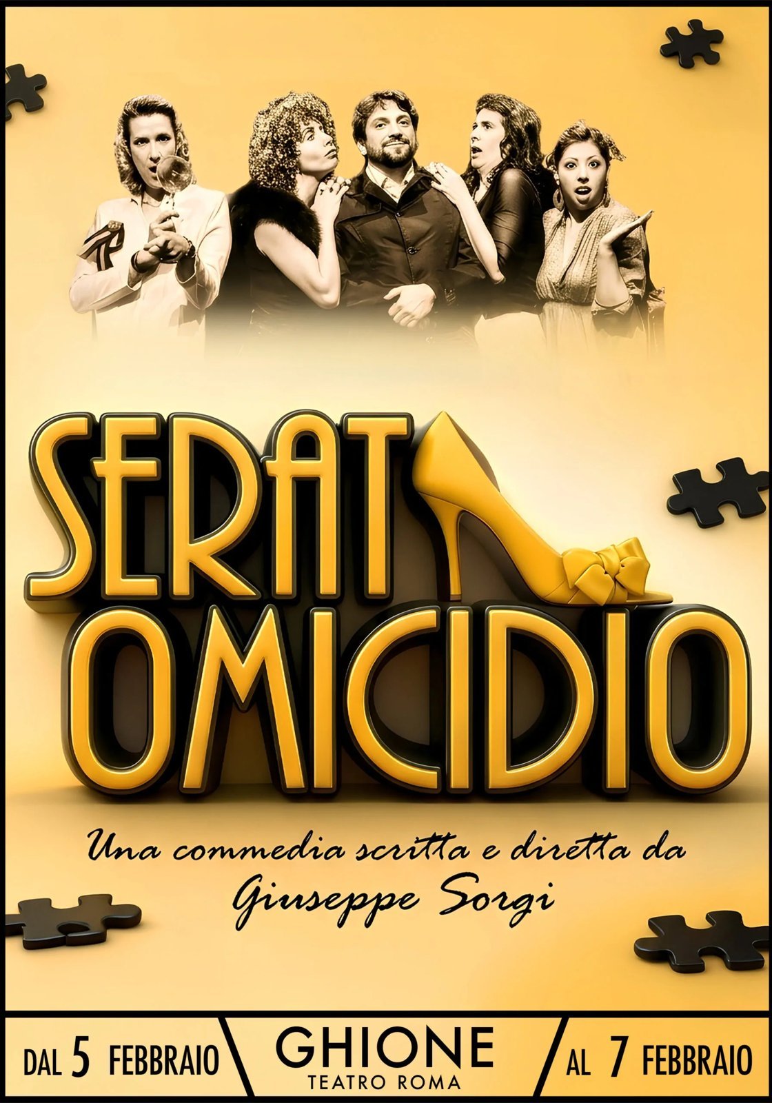 La locandina di Serata omicidio, commedia gialla di Giuseppe Sorgi al Teatro Ghione
