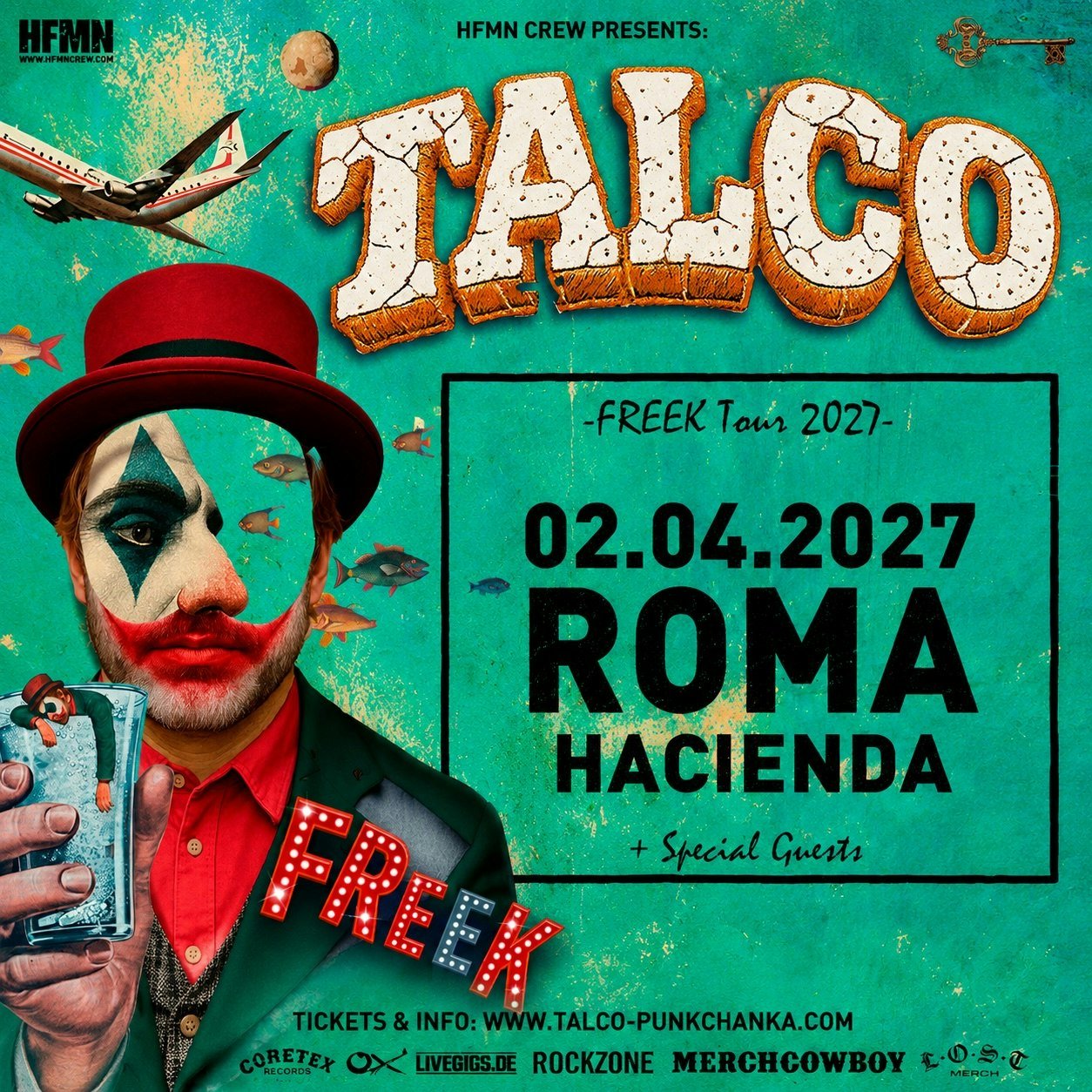 L'immagine ufficiale del Freek Tour 2027 dei Talco all'Hacienda Roma