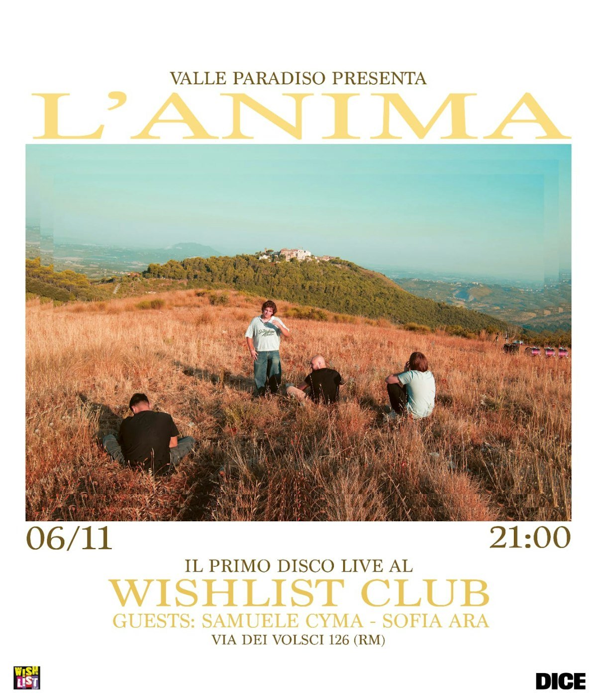 La locandina del release party di L'Anima dei Valle Paradiso al Wishlist Club