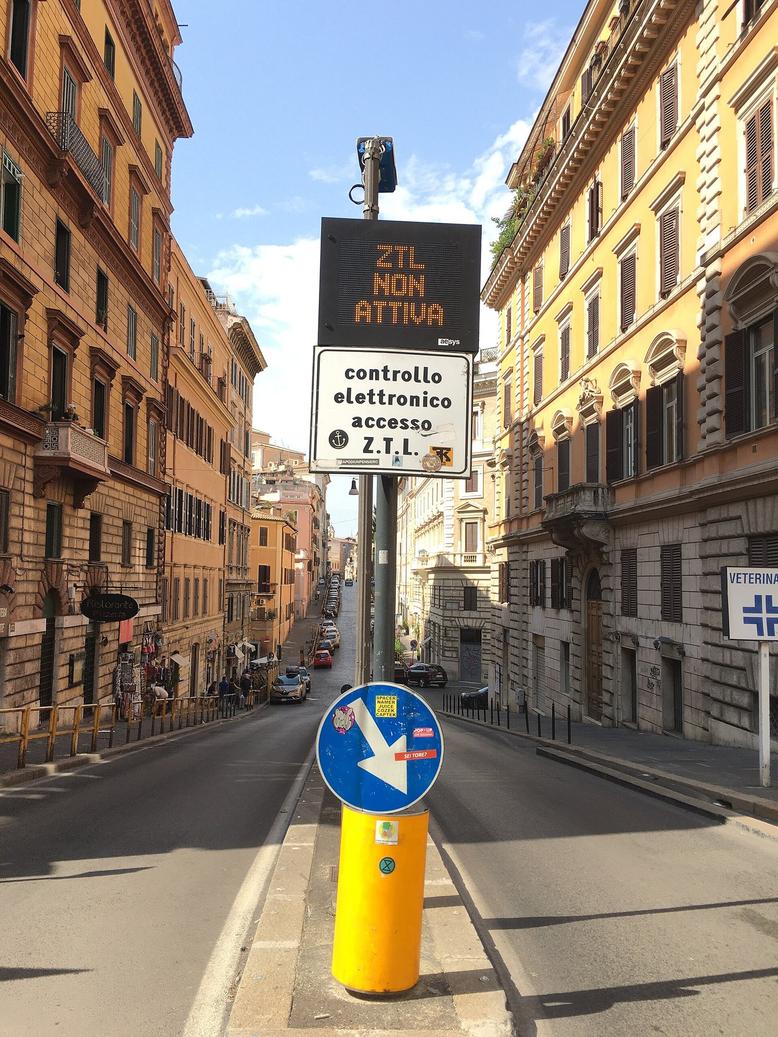 ZTL gate in the center of Rome