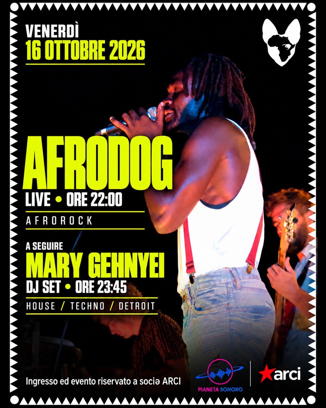 Locandina di Afrodog live e Mary Gehnyei DJ set al Pianeta Sonoro del Pigneto