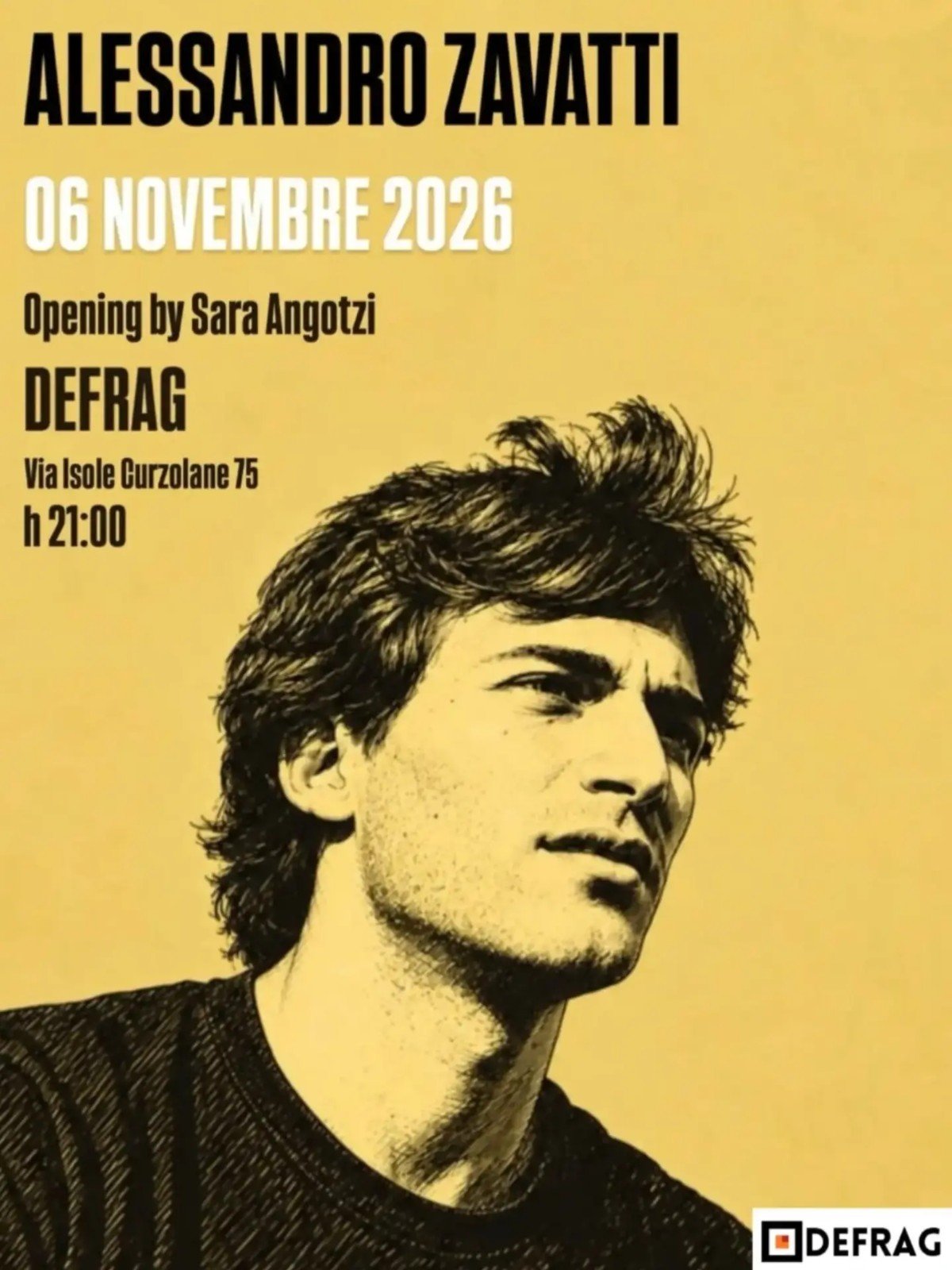 Locandina del concerto benefico di Alessandro Zavatti e band con Sara Angotzi al Defrag di Roma, venerdì 6 novembre 2026