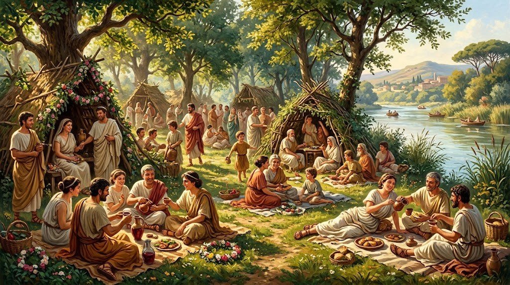 Anna Perenna, 15 marzo: la festa romana del primo plenilunio dell'anno 1 Romani in picnic in un bosco sacro lungo il Tevere alle Idi di marzo