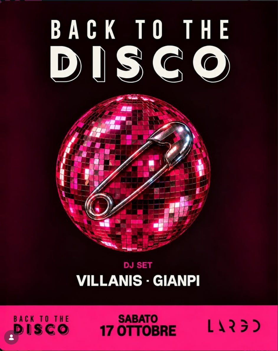 Locandina ufficiale di Back to the Disco al Largo Venue di Roma, serata indie e pop di sabato 17 ottobre 2026