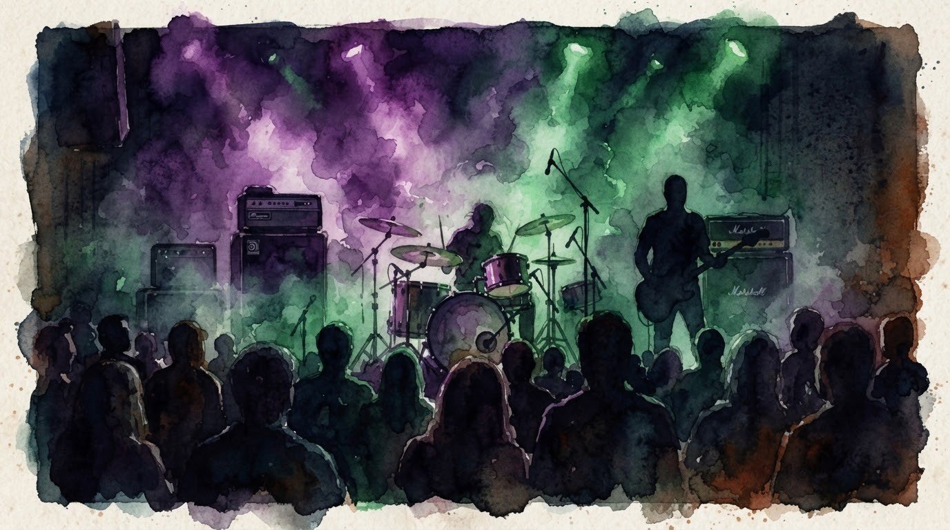Illustrazione ad acquerello: Bantoriak + Cult of Chäga + Scoville + Poisonfog al Defrag - 30 ottobre 2026