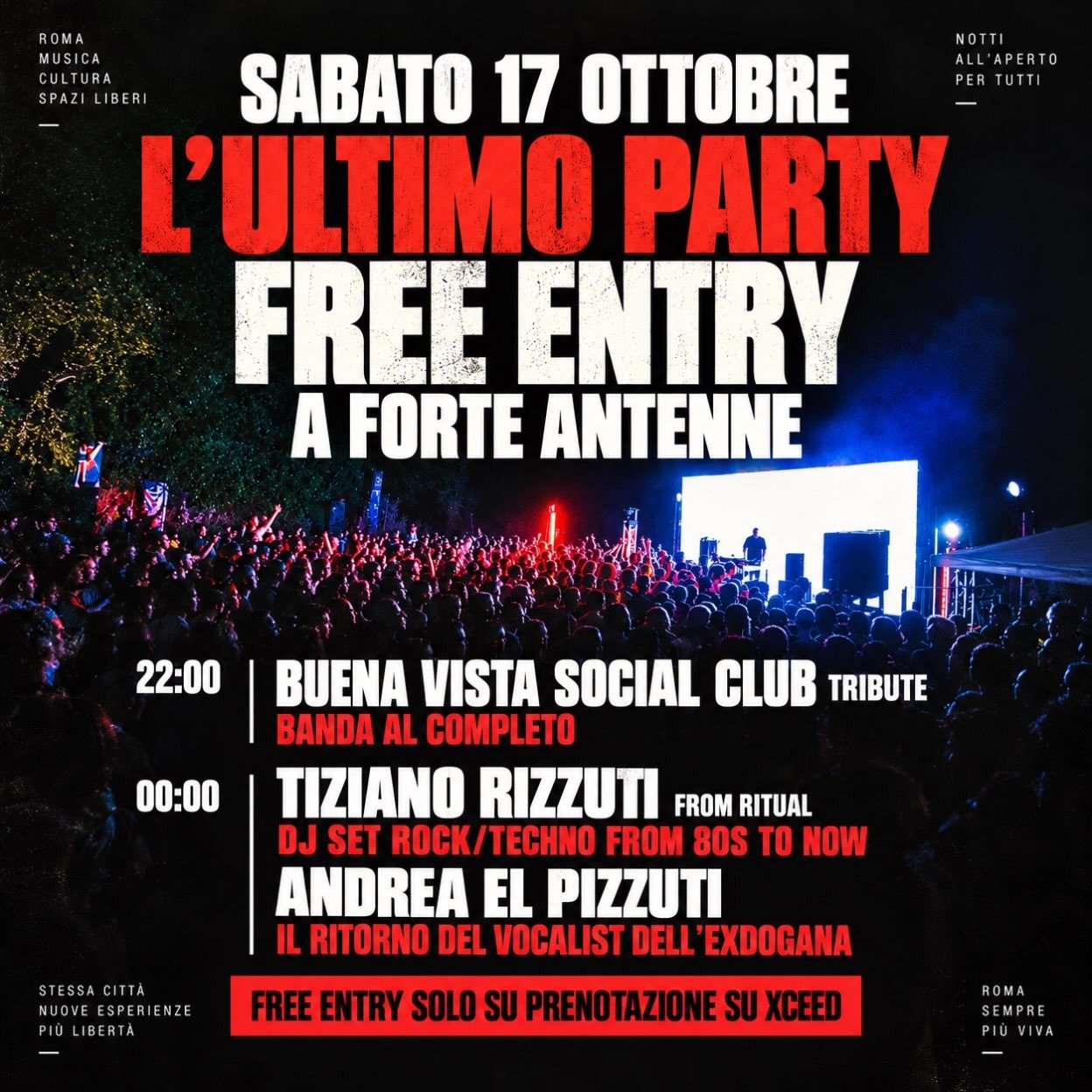 Locandina della serata con il tributo ai Buena Vista Social Club al Forte Antenne, dal profilo Instagram ufficiale