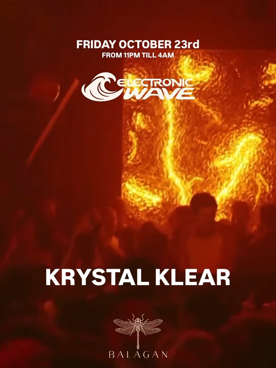Locandina di Electronic Wave con Krystal Klear al Balagan, dal post Instagram ufficiale