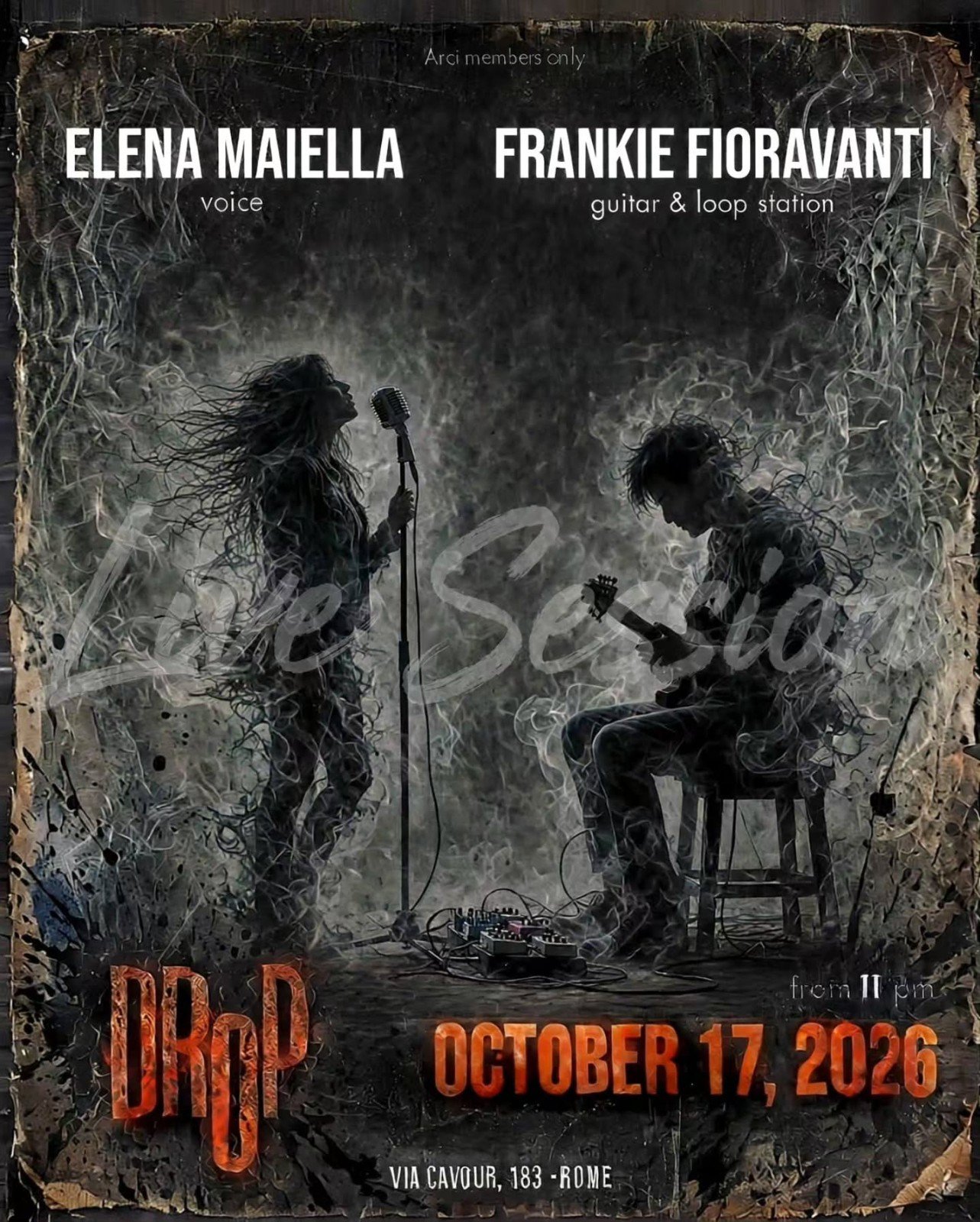 Locandina della Live Session di Elena Maiella e Frankie Fioravanti al DROP Monti del 17 ottobre 2026