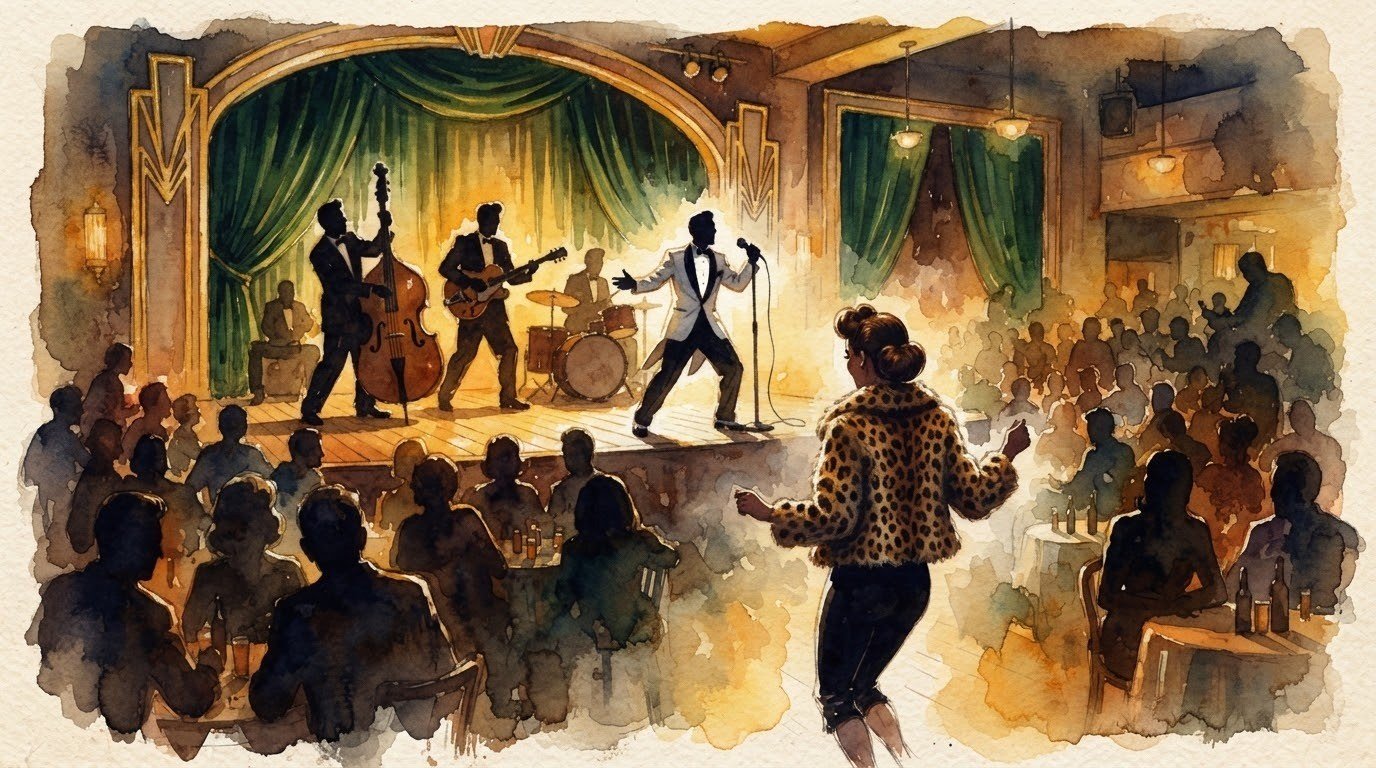 Illustrazione generata con intelligenza artificiale: non è una fotografia di Ellington Club né dell'evento.