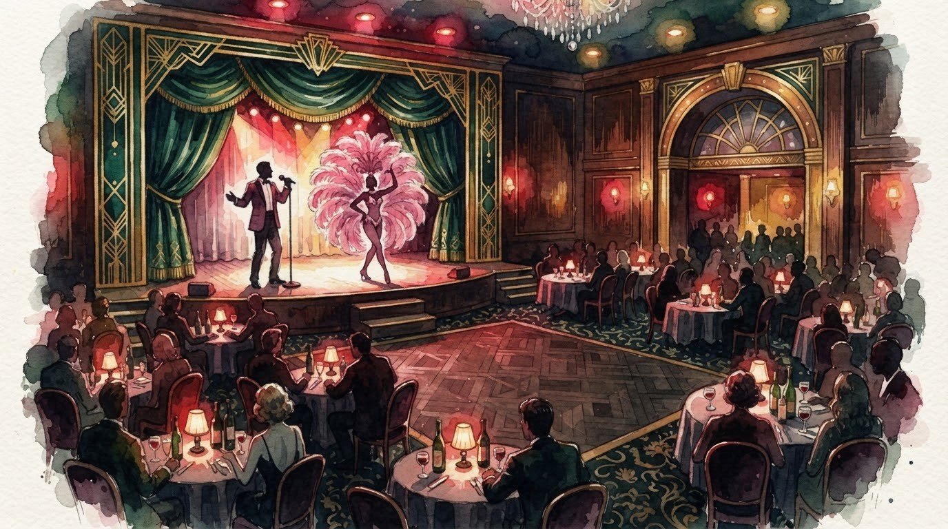 Illustrazione generata con intelligenza artificiale: non è una fotografia di Ellington Club né dell'evento.