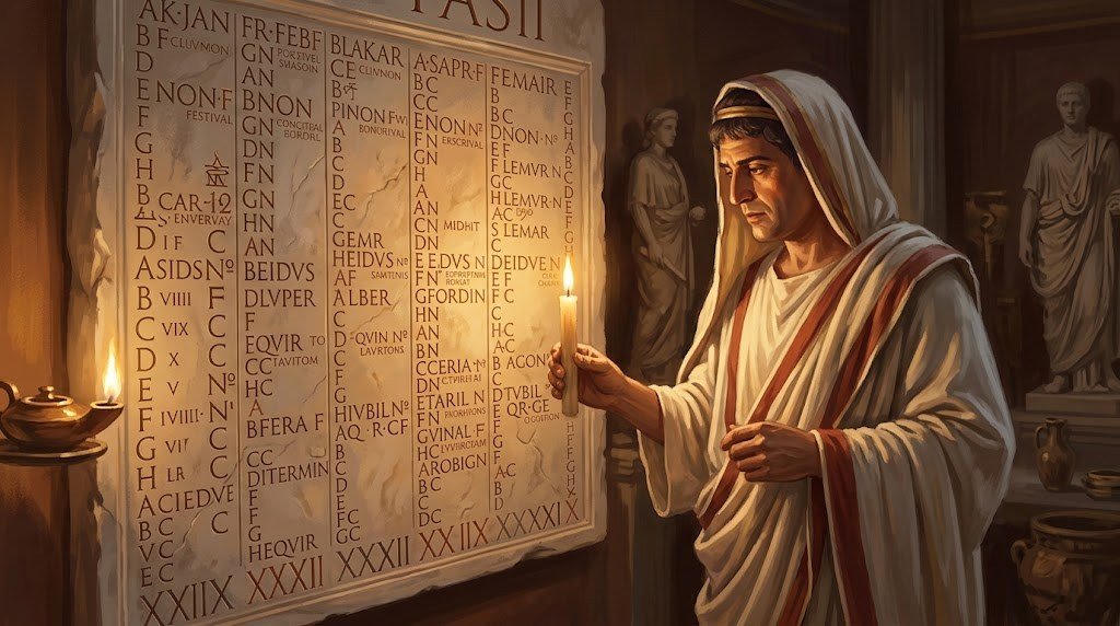 Feste dell'antica Roma: il calendario del mos maiorum, mese per mese 1 Un calendario romano in marmo inciso con giorni e feste, letto da un sacerdote