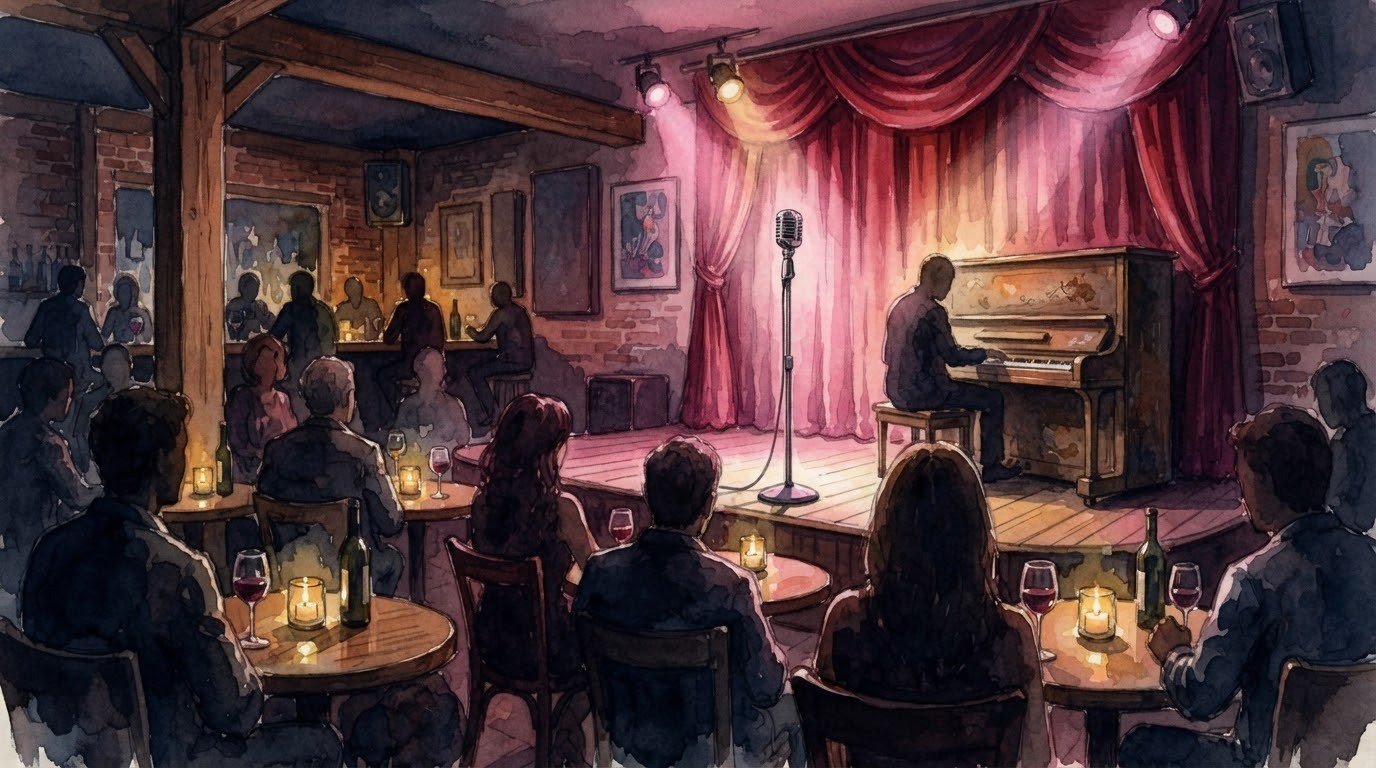 Illustrazione ad acquerello: Francesco Pierotti Trio al Gregory's Jazz Club — 12 novembre 2026