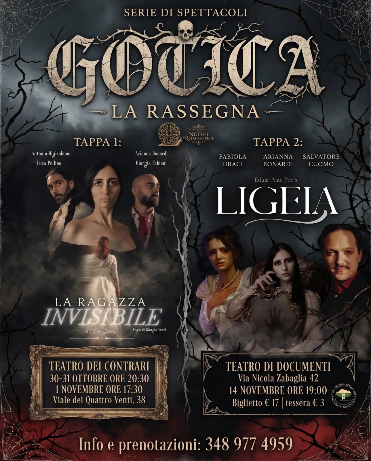 Locandina della rassegna dei Nuovi Romantici con La ragazza invisibile al Teatro dei Contrari