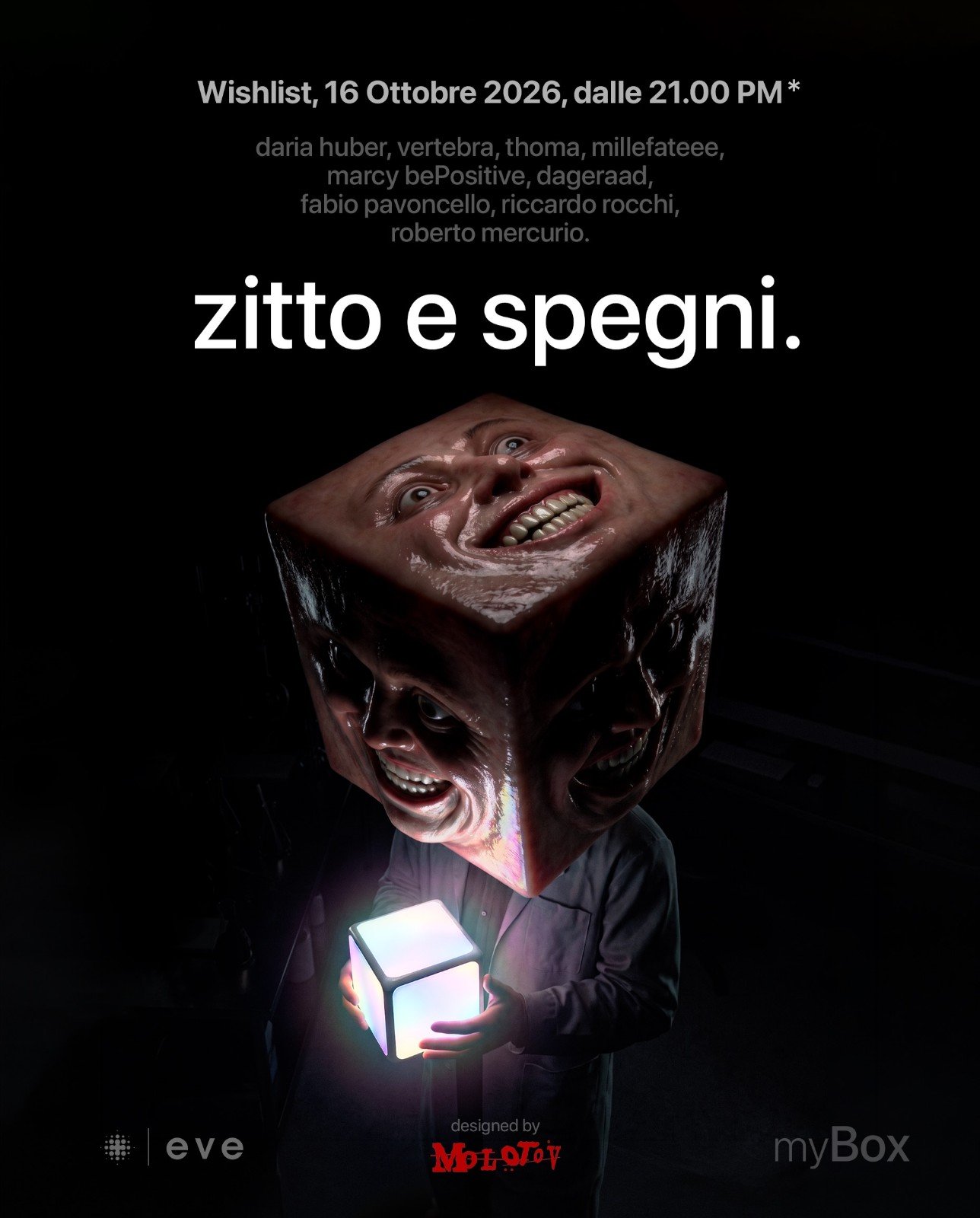 Immagine del post ufficiale di Molotov, Zitto e Spegni al Wishlist Club