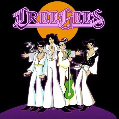 Illustrazione dei Tree Gees, tribute band dei Bee Gees, dalla scheda artista sul sito ufficiale del Fonclea