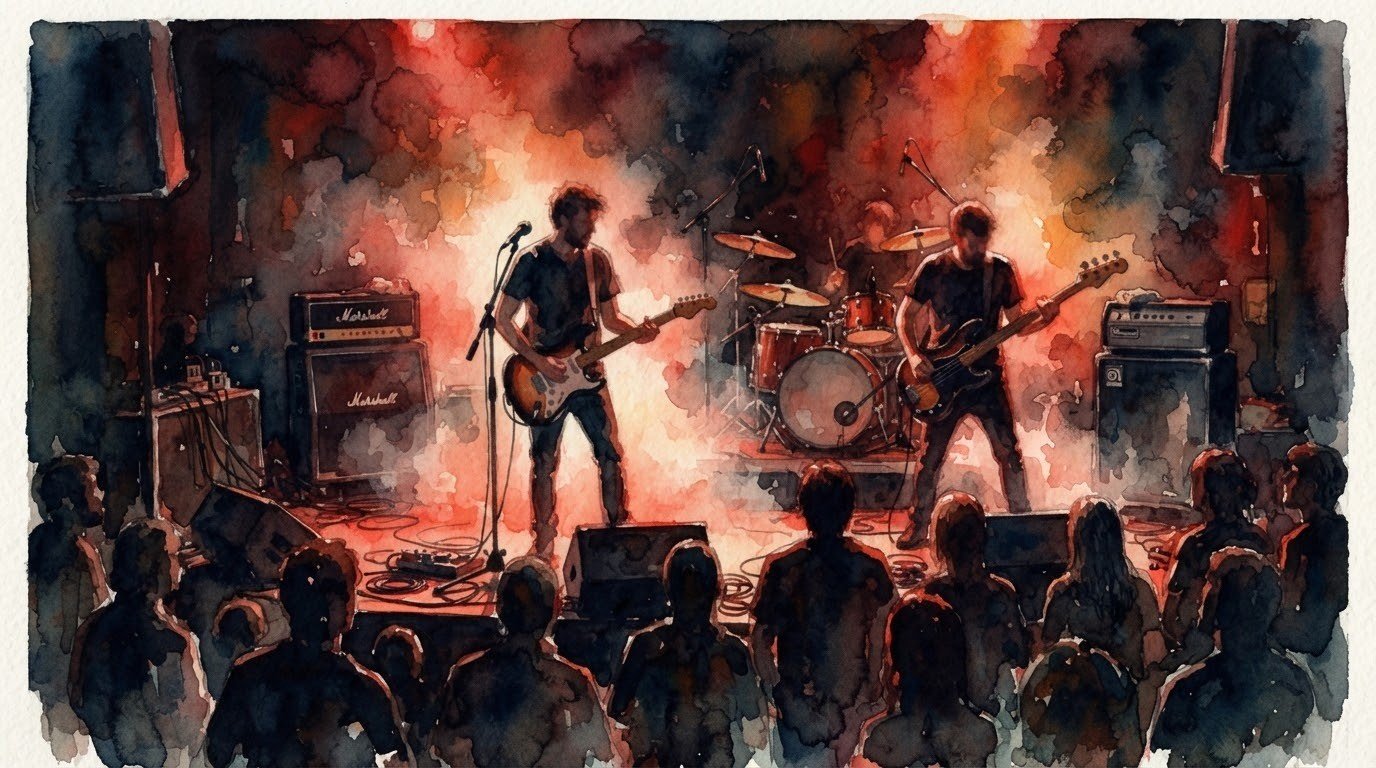 Illustrazione ad acquerello: Ozone Dehumanizer + Click Head + Doye Tex al Defrag - 23 ottobre 2026