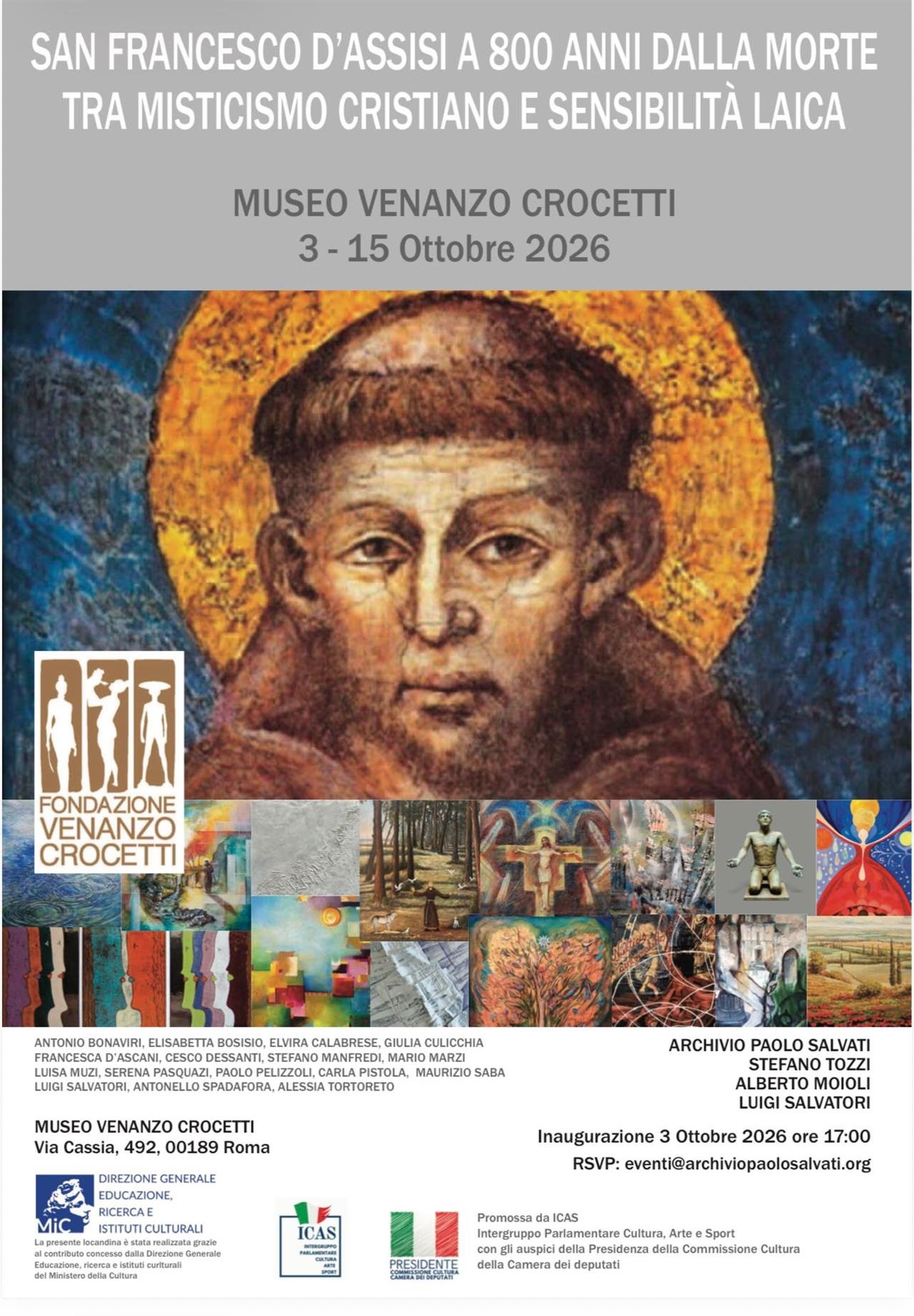 La locandina della mostra San Francesco d'Assisi a 800 anni dalla morte al Museo Crocetti