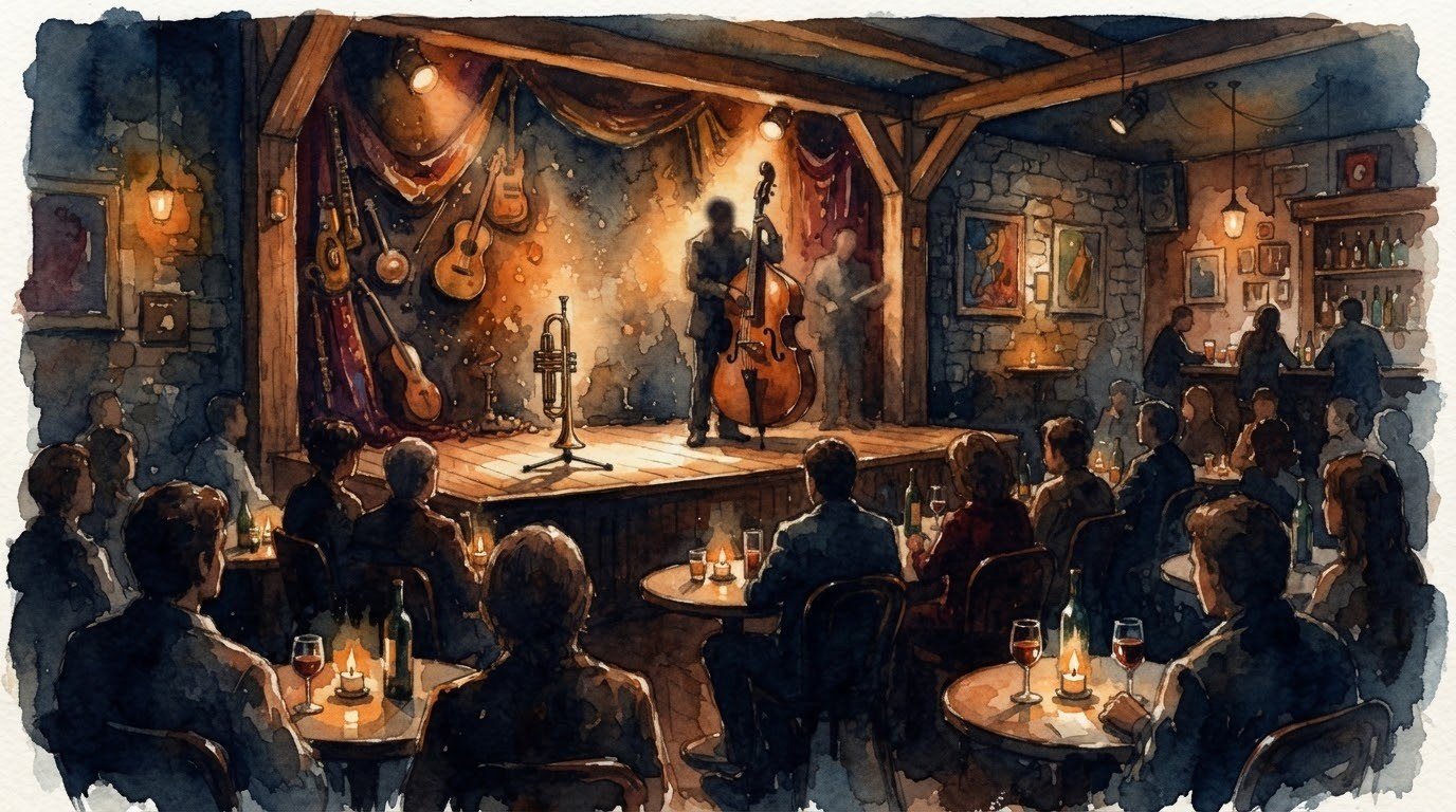 Illustrazione ad acquerello: Scannapieco-Geremia Quartet al Gregory's Jazz Club — 1 novembre 2026