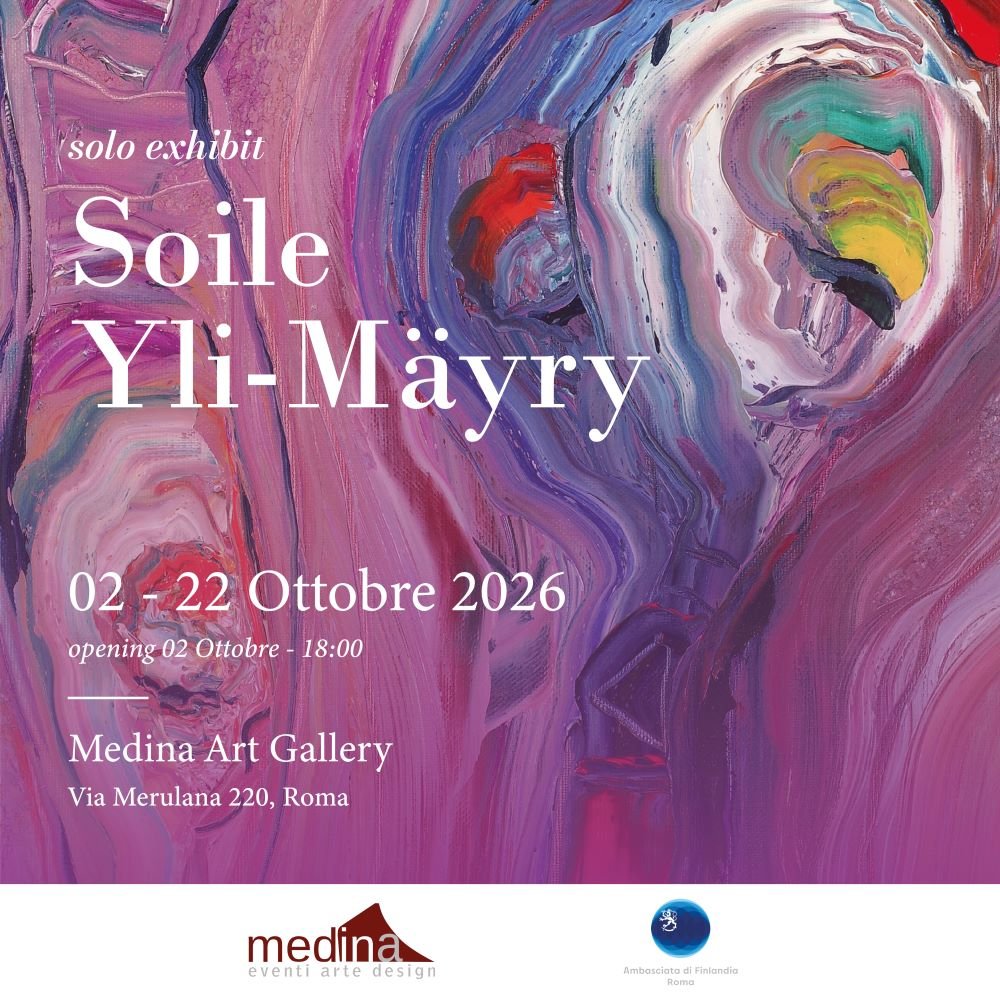 La locandina della mostra di Soile Yli-Mäyry alla Medina Art Gallery di via Merulana