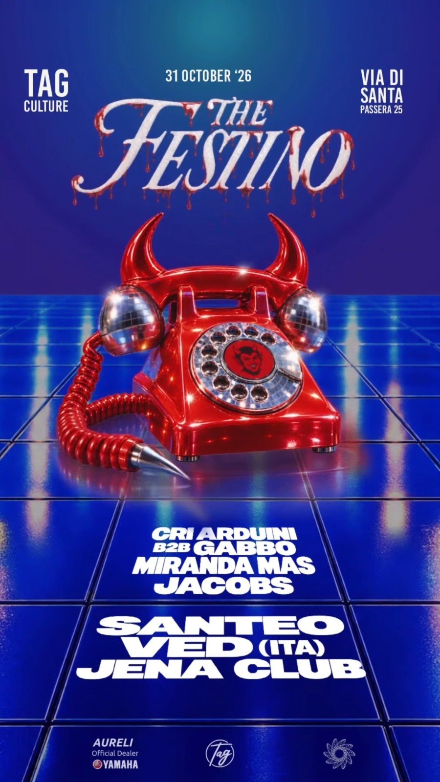 Locandina di The Festino Halloween Night al TAG Culture di via di Santa Passera a Roma, sabato 31 ottobre 2026