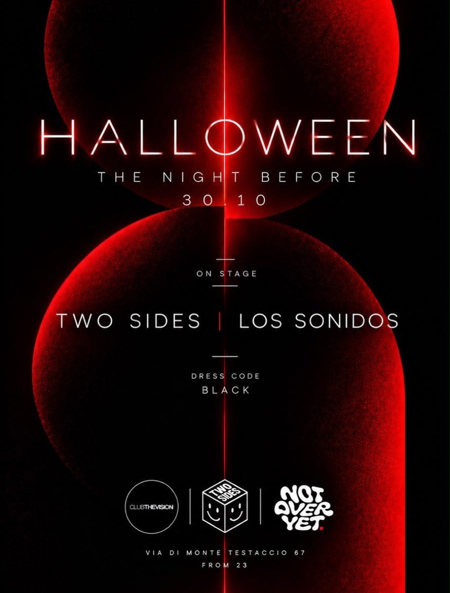 Locandina di The Night Before Halloween con Two Sides e Los Sonidos al Club The Vision